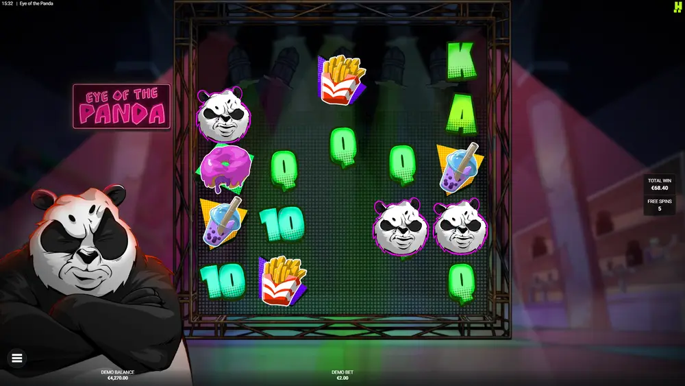 Eye of the Panda JUMPING PANDA bonus – sticky wild multipliers on reels